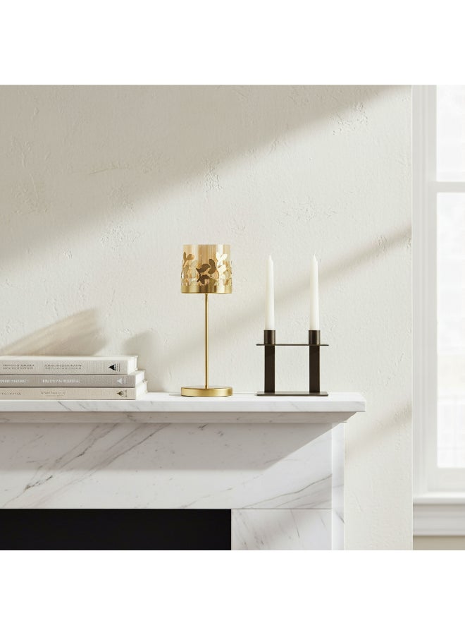 Home Box Metal Leaf Candleholder in Gold - 7.5x7.5x21 cm - Image 3